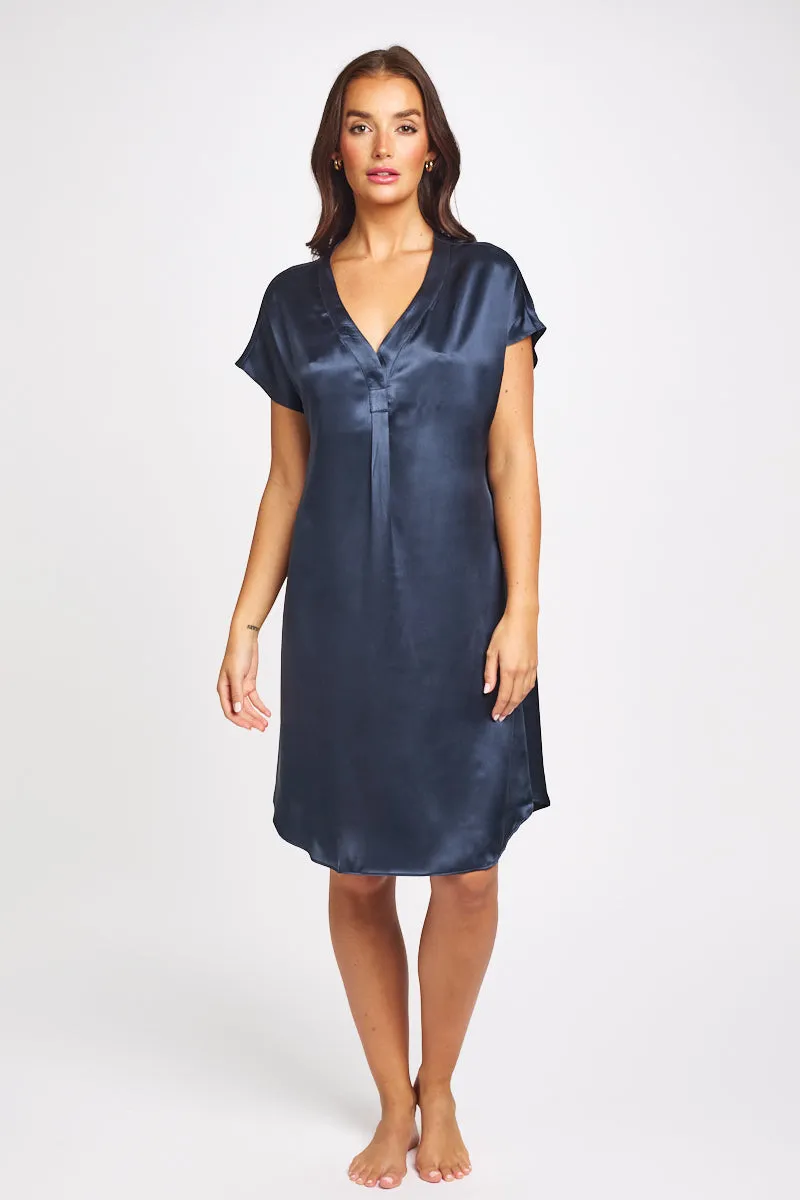 Gift Boxed - Silk Sleepshirt Navy