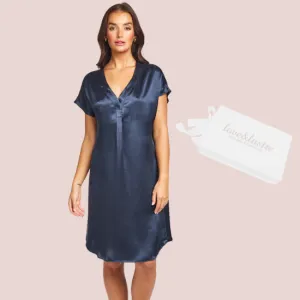 Gift Boxed - Silk Sleepshirt Navy