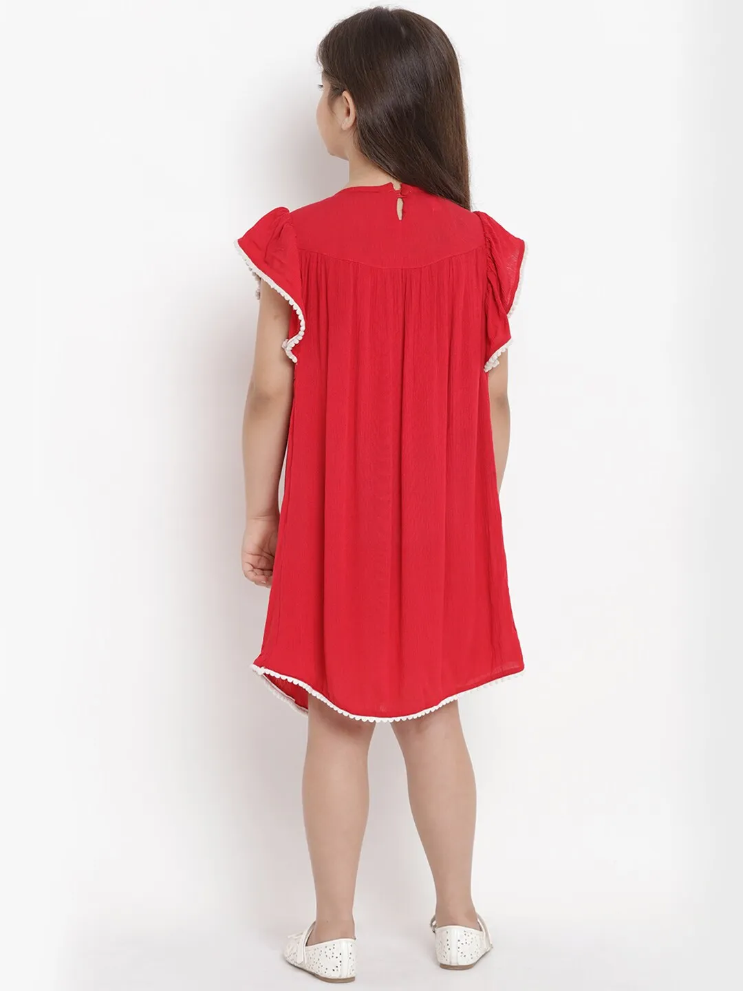 Girl's Red A-Line Dress  - NOZ2TOZ KIDS