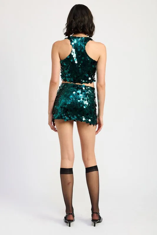 Hot Girl Disco Diva Sequin Racer Back Top