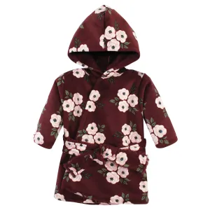 Hudson Baby Mink with Faux Fur Lining Pool and Beach Robe Cover-ups, Burgundy Floral