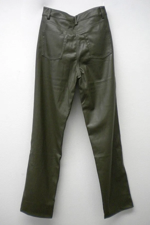 Illa Illa Vegan Leather Pants - Olive