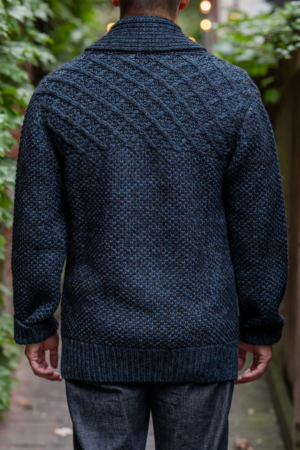 Indi   Ash Andes Cardigan - Black Alpaca / Dark Indigo