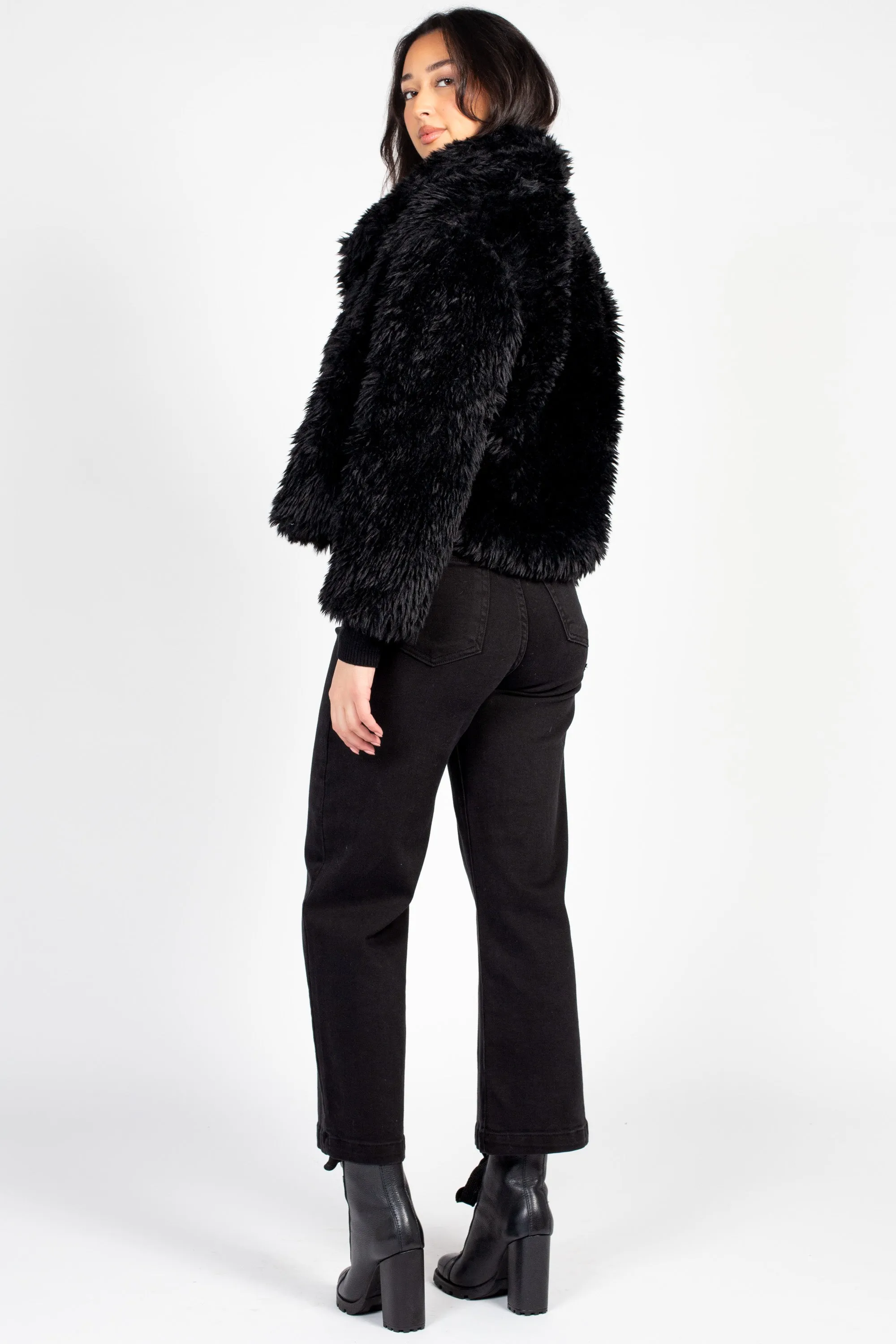 Iryna Collared Faux Fur Shaggy Jacket