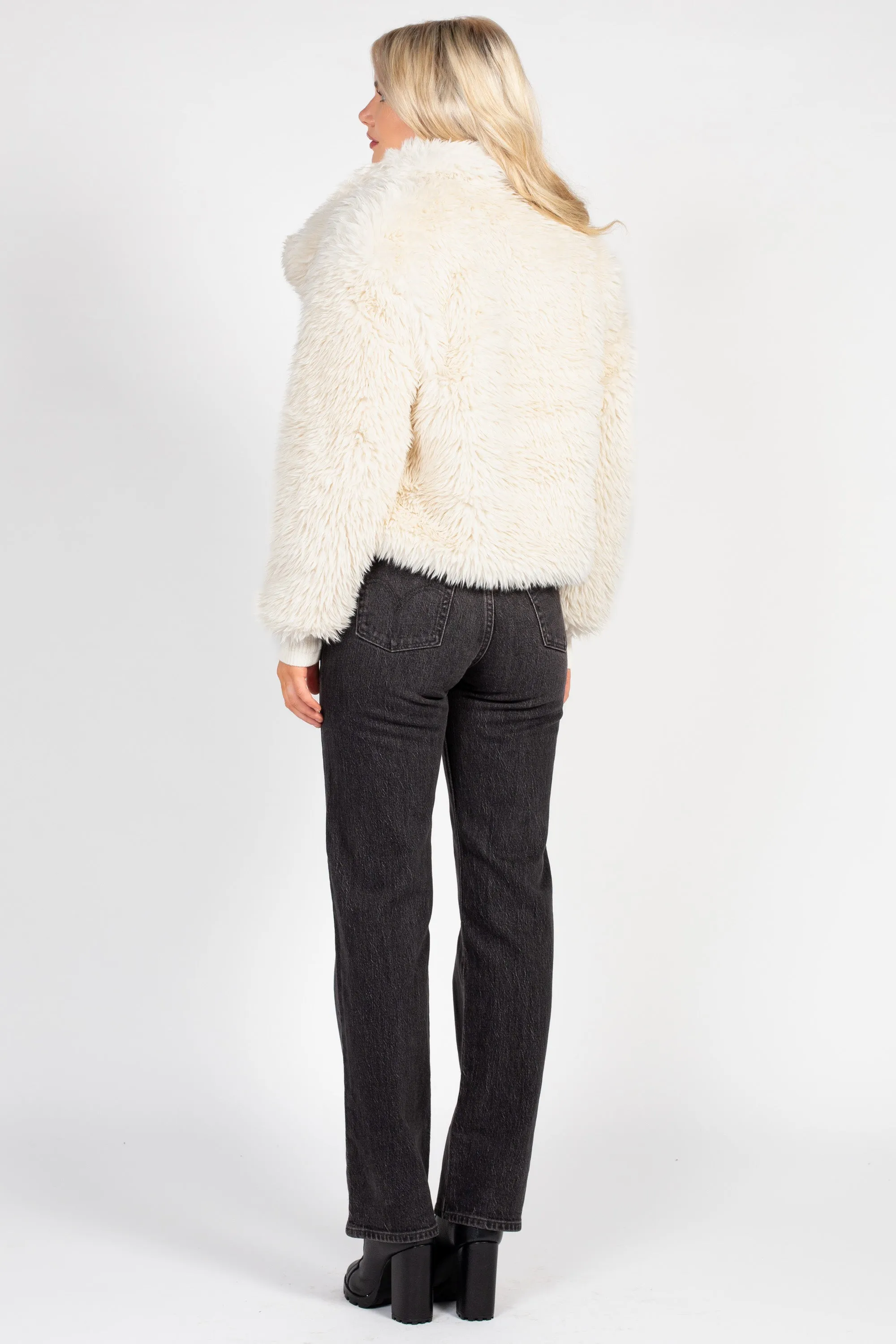 Iryna Collared Faux Fur Shaggy Jacket