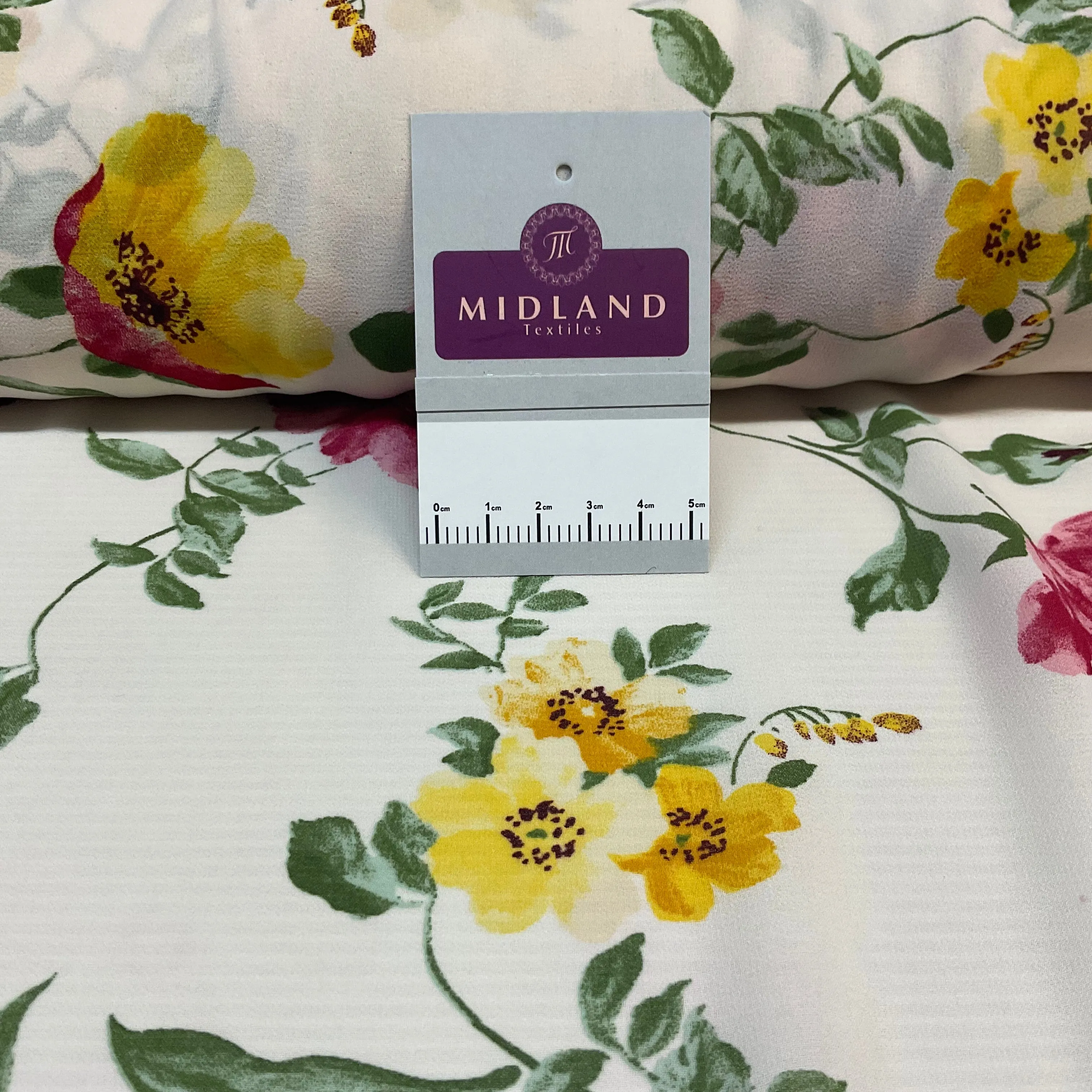 Ivory Chiffon Floral Print, Georgette 145cm Width 100 Polyester M1400-41