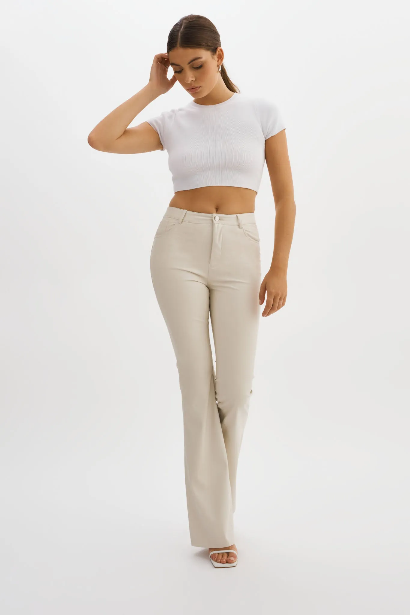 KAIDA | Faux Leather Flare Pants