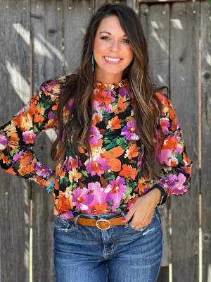 Kathleen Purple & Orange Floral Blouse