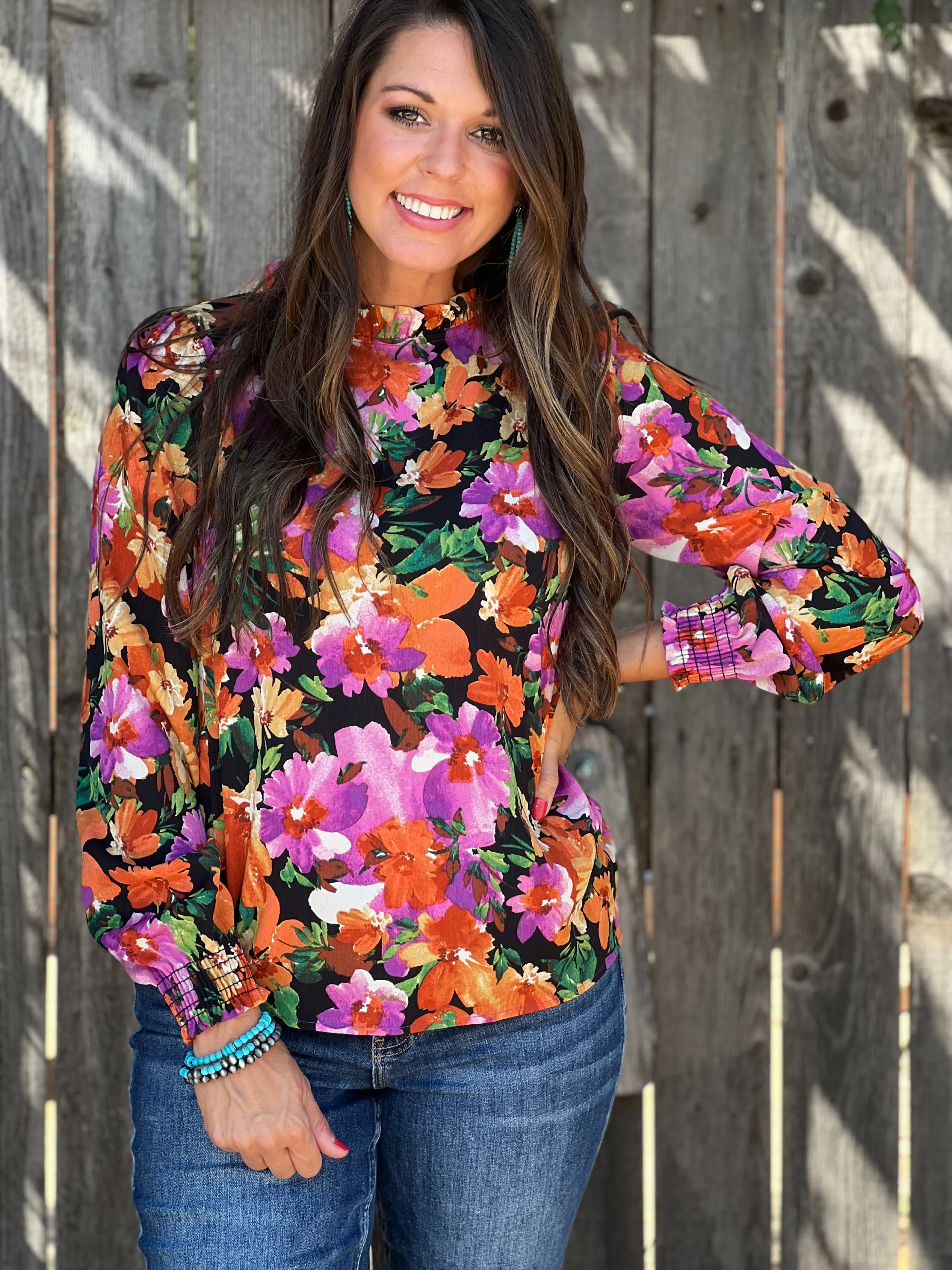 Kathleen Purple & Orange Floral Blouse