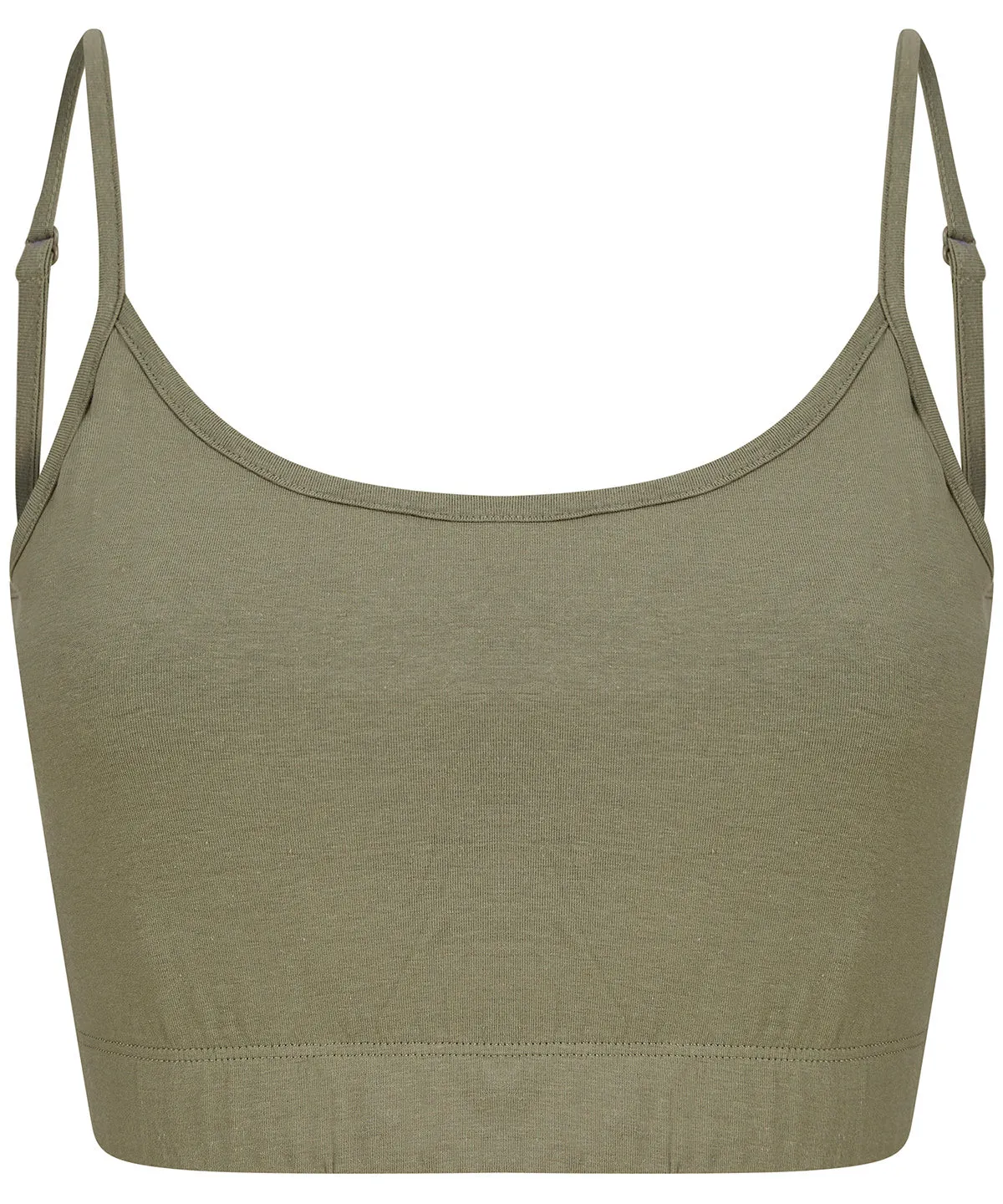 Khaki - Women's sustainable fashion cropped cami top with adjustable straps