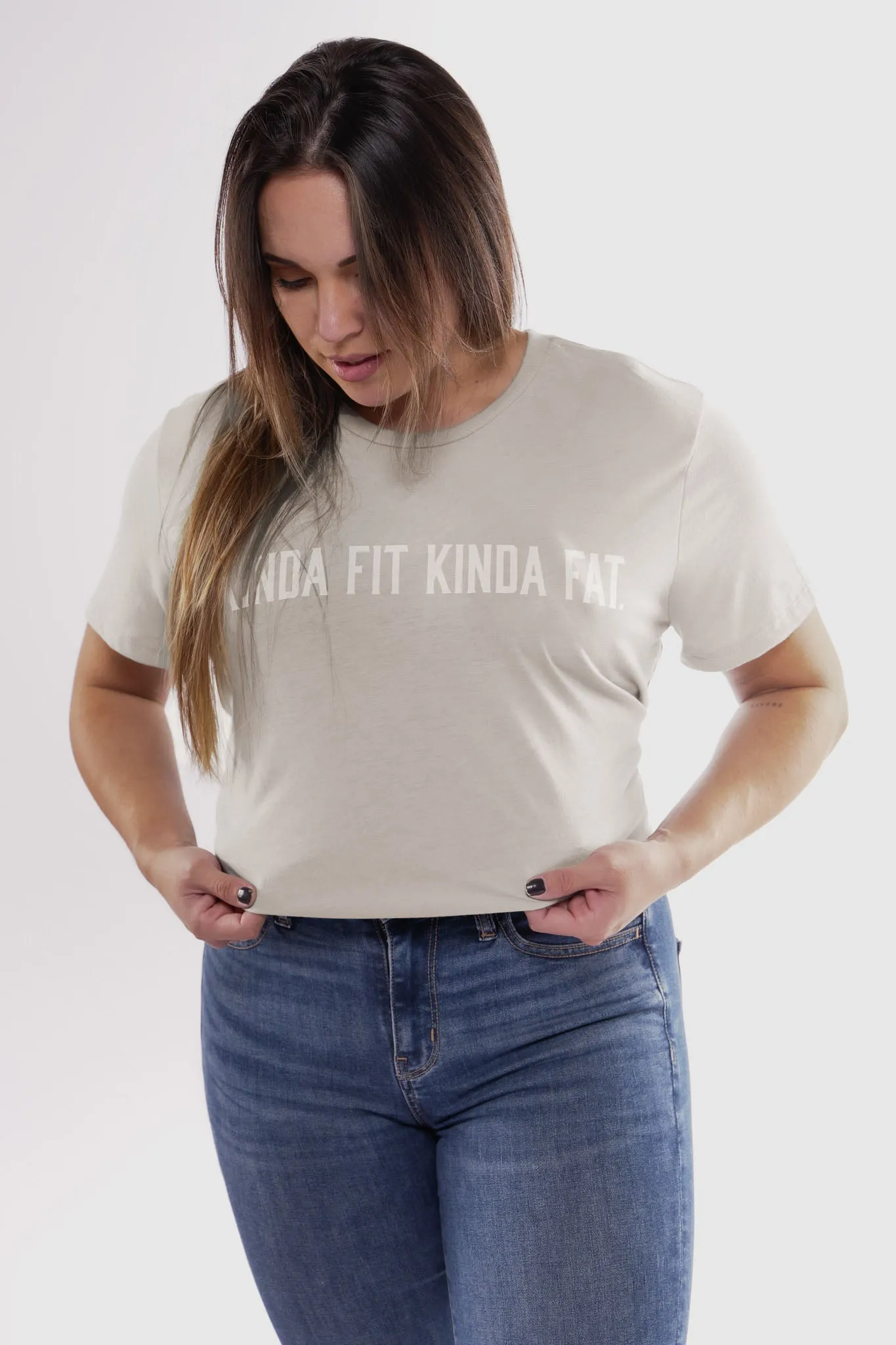 Kinda Fit Kinda Fat Lifting Latte Cropped Tee