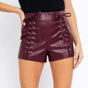 Laced Up Leather Shorts