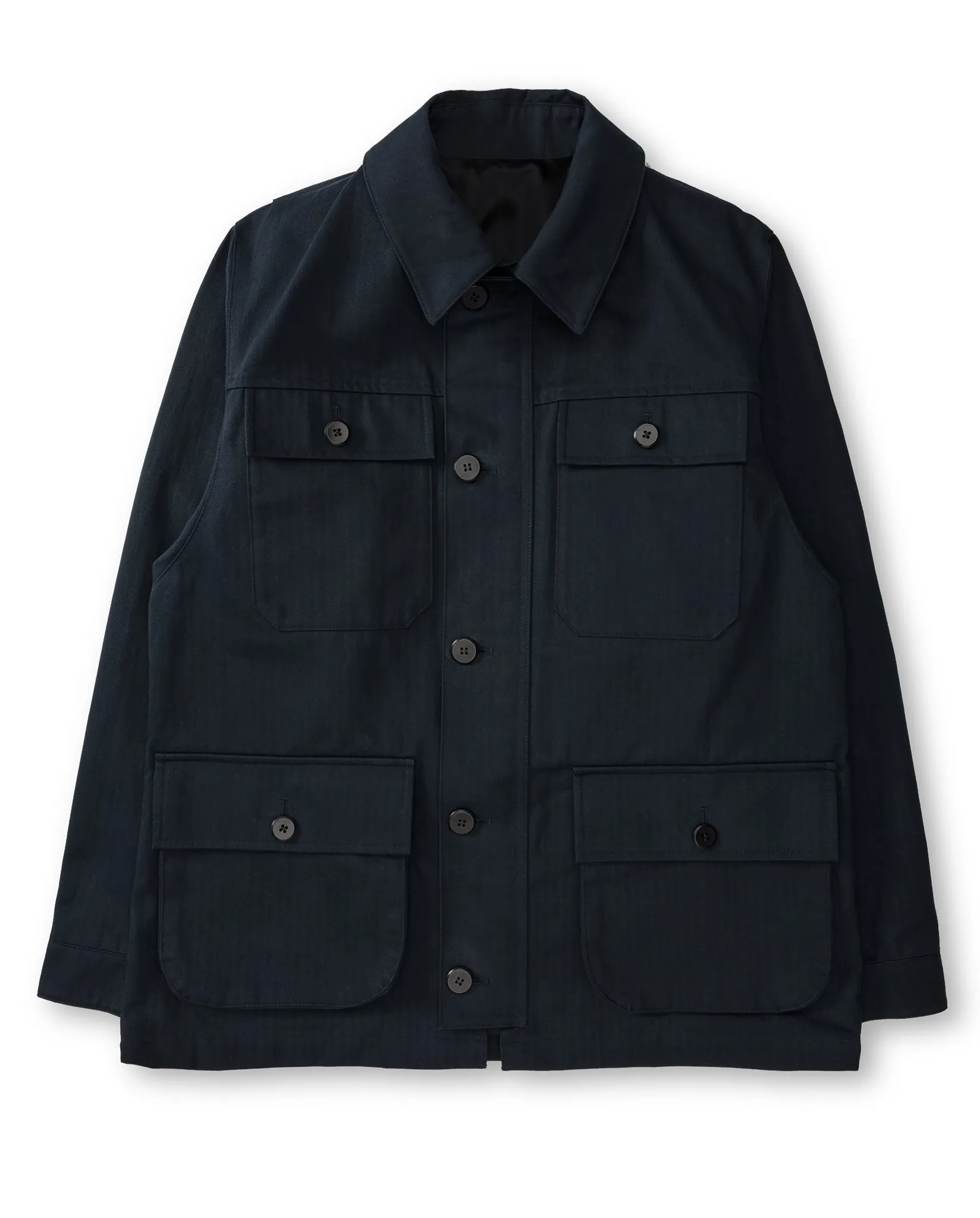 LAWRENCE FIELD JACKET IN MIDNIGHT HERRINGBONE TWILL