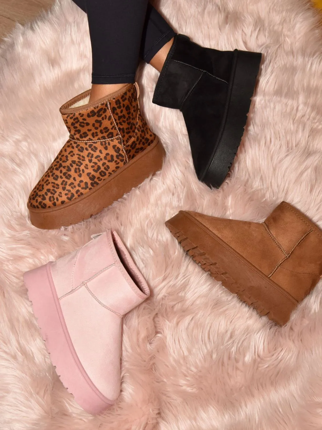 Leopard Thermal Furry Leopard Platform Booties