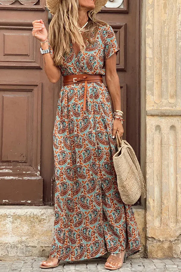 Lilipretty Forgotten Story Paisley Maxi Dress (belt Included)