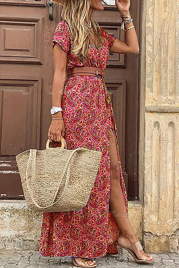 Lilipretty Forgotten Story Paisley Maxi Dress (belt Included)