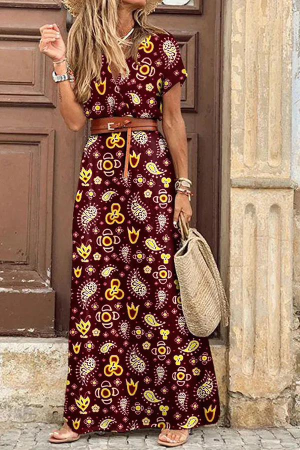 Lilipretty Forgotten Story Paisley Maxi Dress (belt Included)