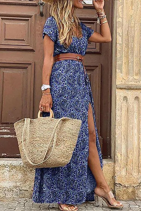 Lilipretty Forgotten Story Paisley Maxi Dress (belt Included)