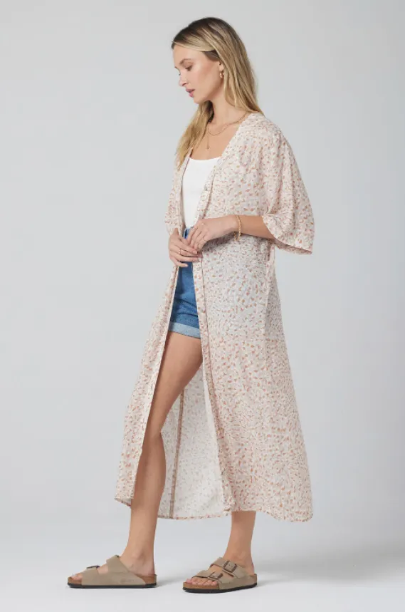 Long Line Spotted Coral Kimono