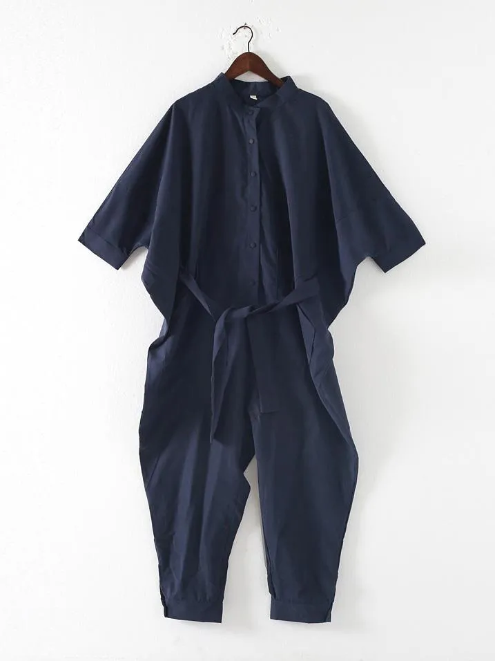 Loose Lace-Up Overall Jumpsuits