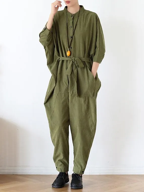 Loose Lace-Up Overall Jumpsuits