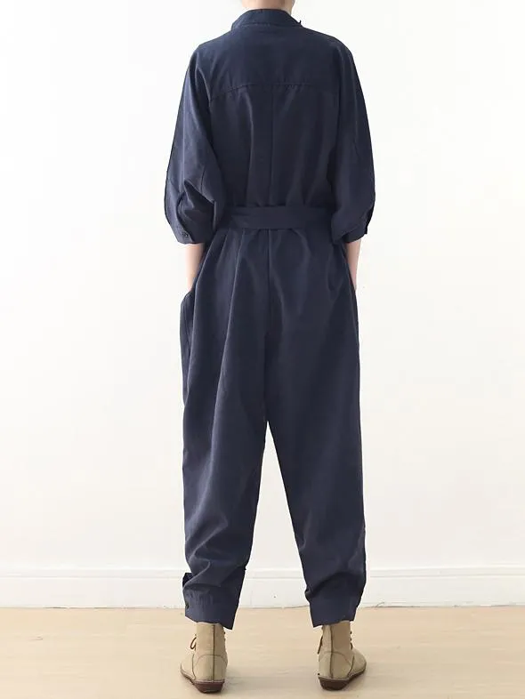 Loose Lace-Up Overall Jumpsuits