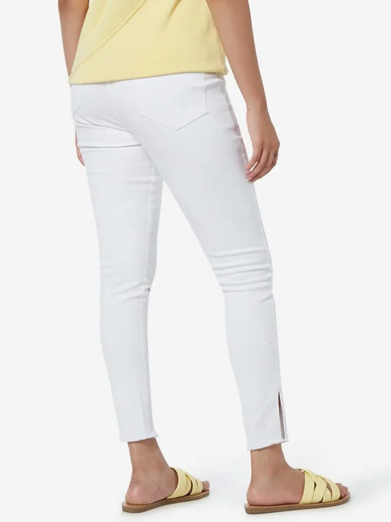 LOV White High-Waist Cropped Jeans