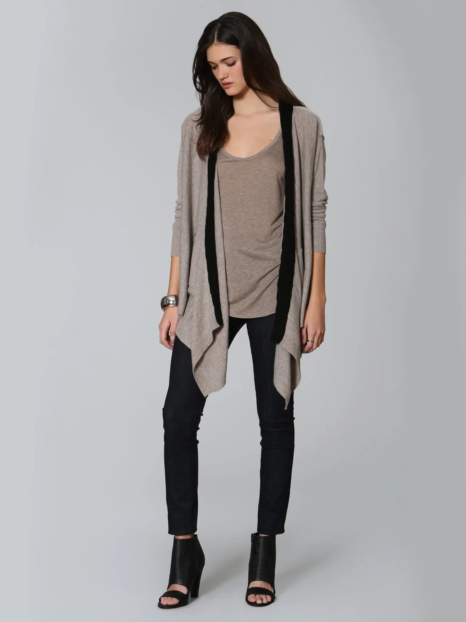 Luxe Cable Edge Cardigan - Taupe