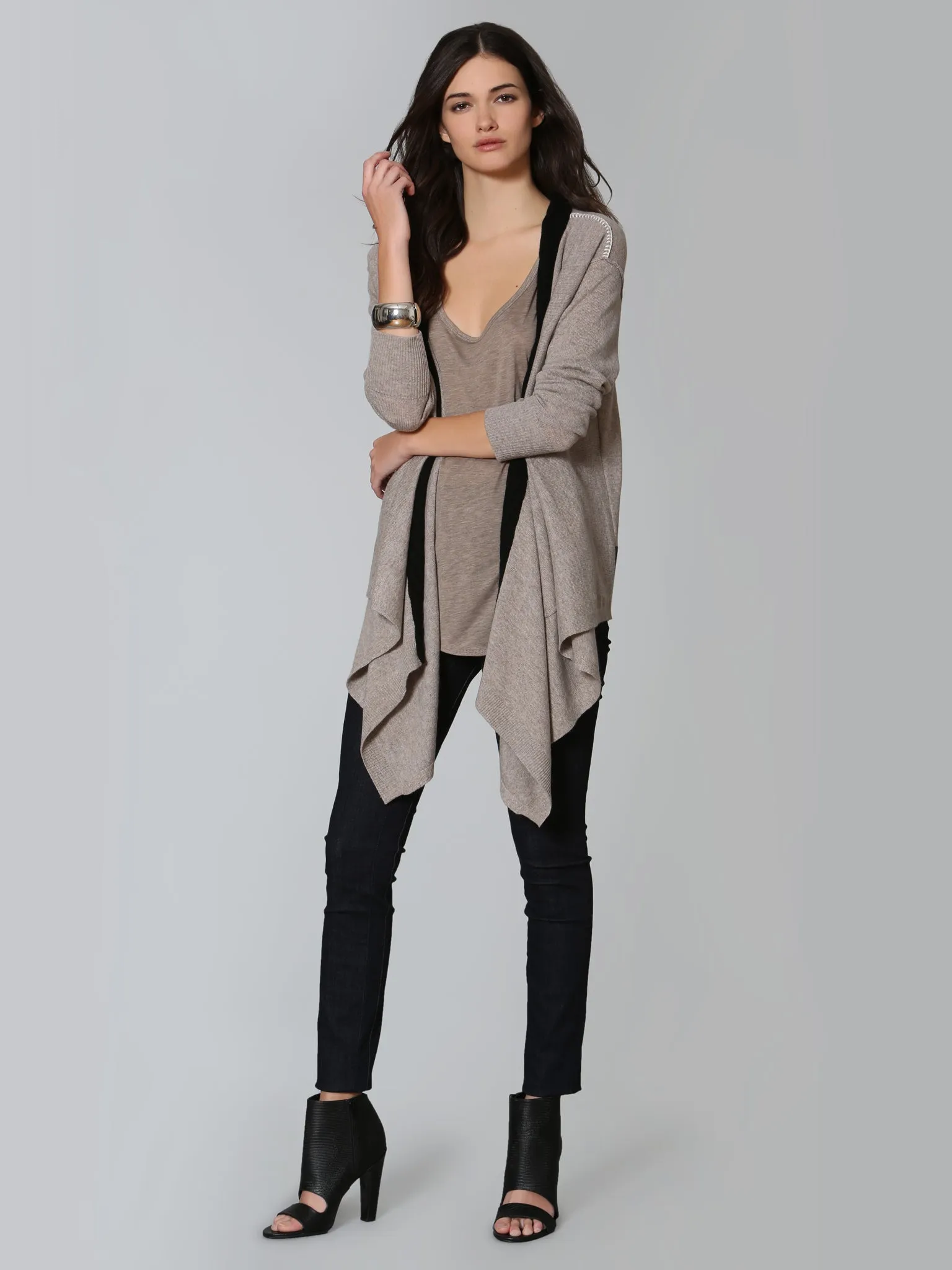 Luxe Cable Edge Cardigan - Taupe