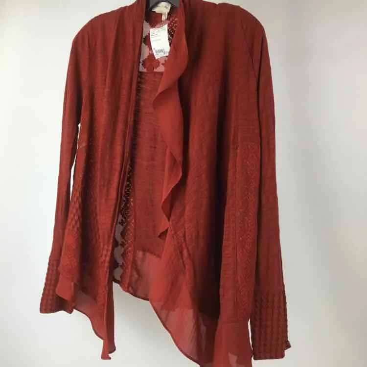 Meadow Rue Women Size M Rust Open Front Cardigan