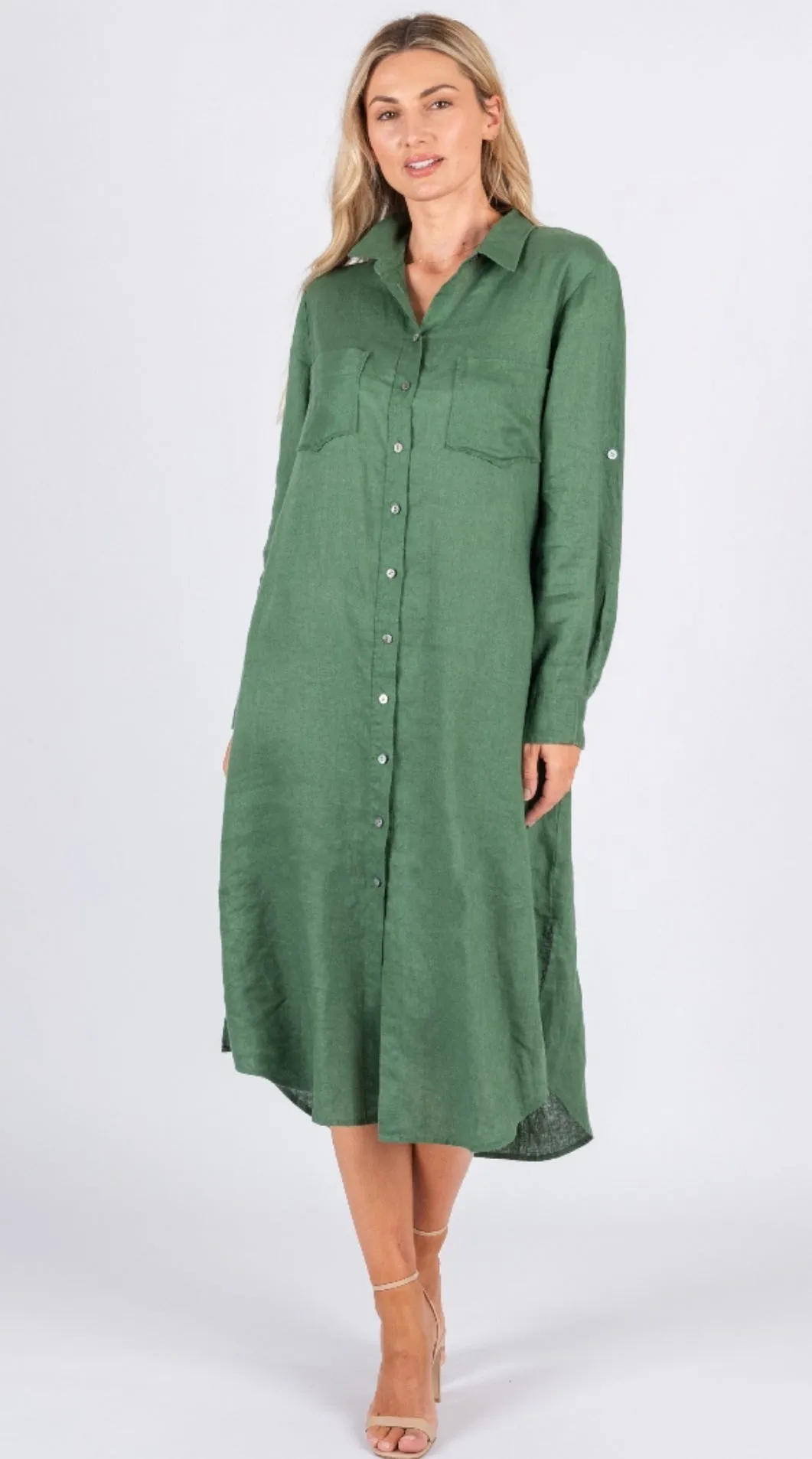 Miranda Green Shirt Maxi Dress