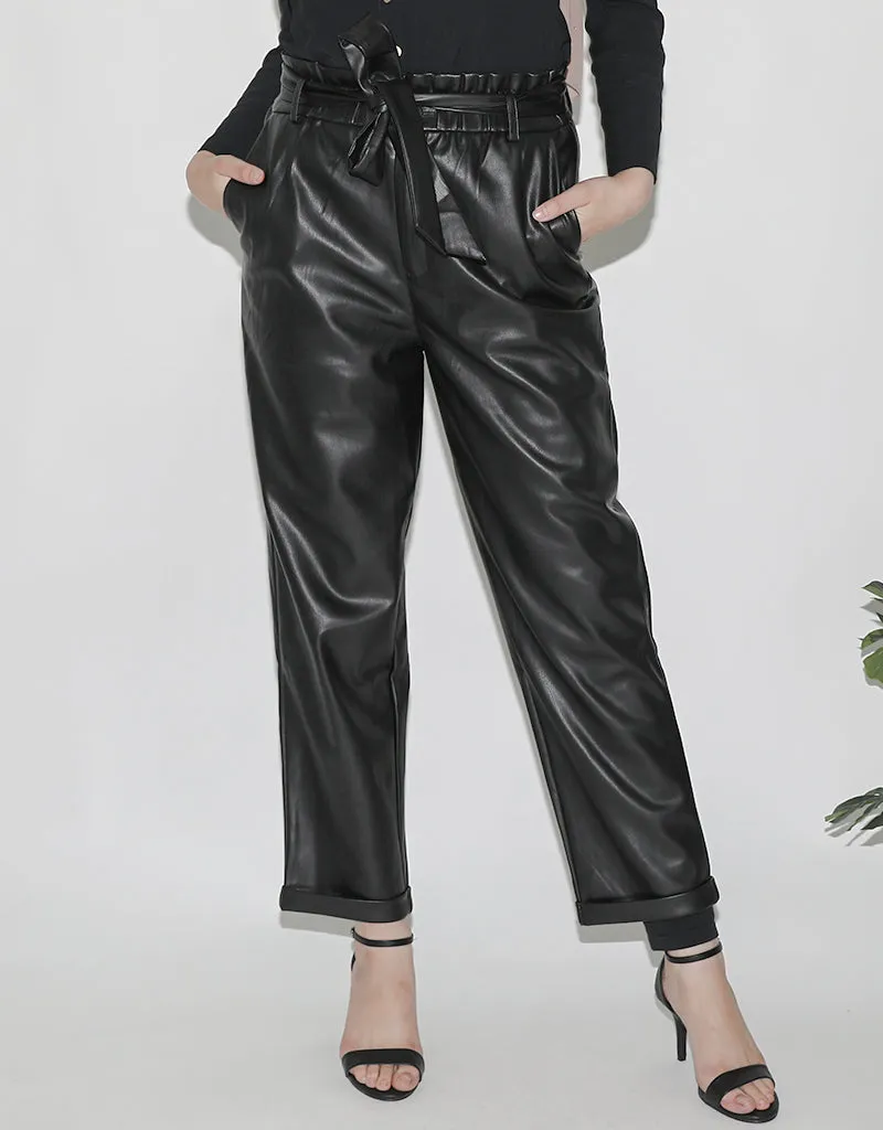 Modish Leather Ruffle Pants