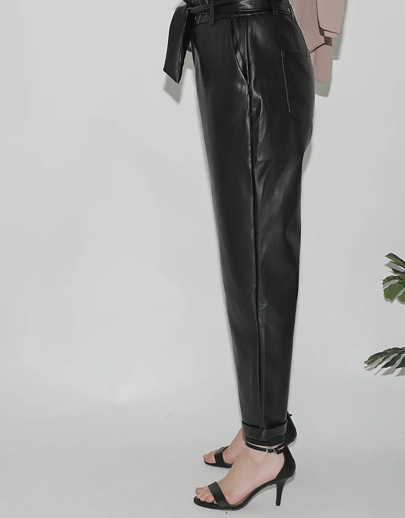 Modish Leather Ruffle Pants