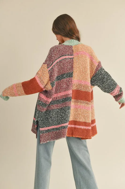 Olivia Oversized Color Block Cardigan