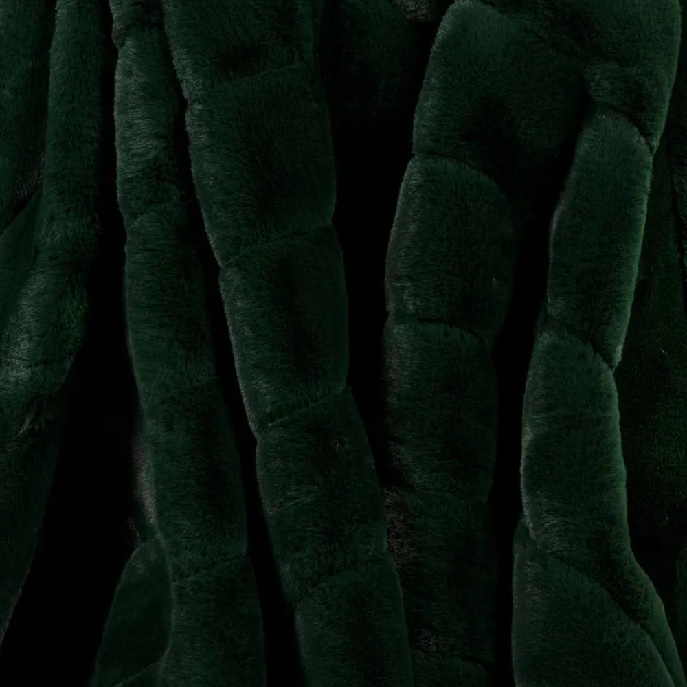 Open Box - Channel Faux Fur Throw Blanket Dark Green - Threshold