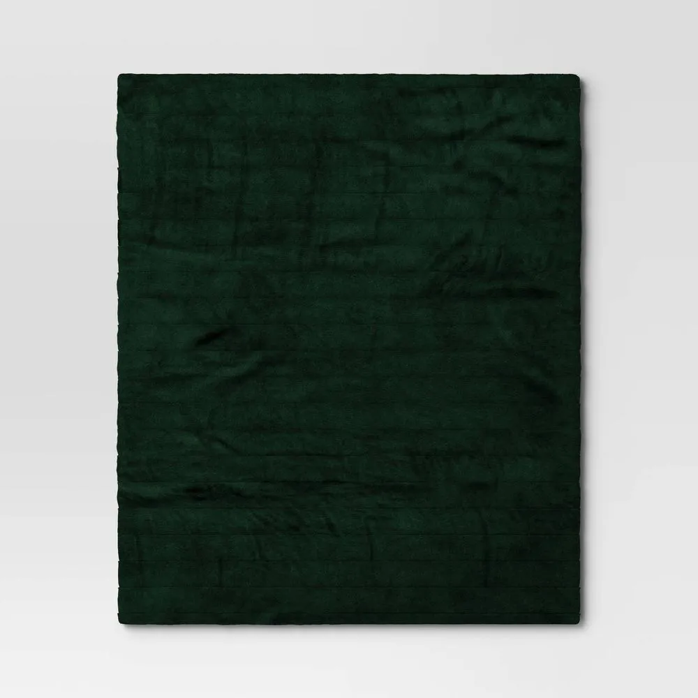 Open Box - Channel Faux Fur Throw Blanket Dark Green - Threshold