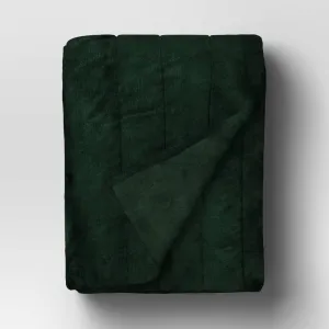 Open Box - Channel Faux Fur Throw Blanket Dark Green - Threshold