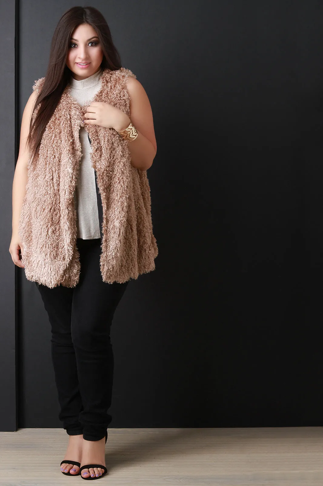 Open Front Shearling Vest