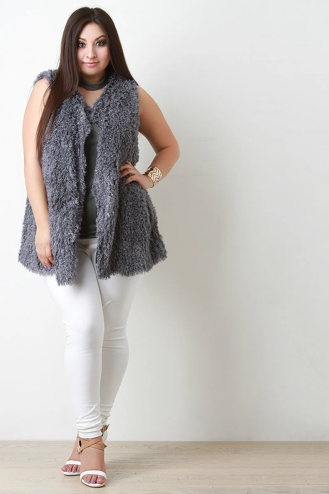 Open Front Shearling Vest