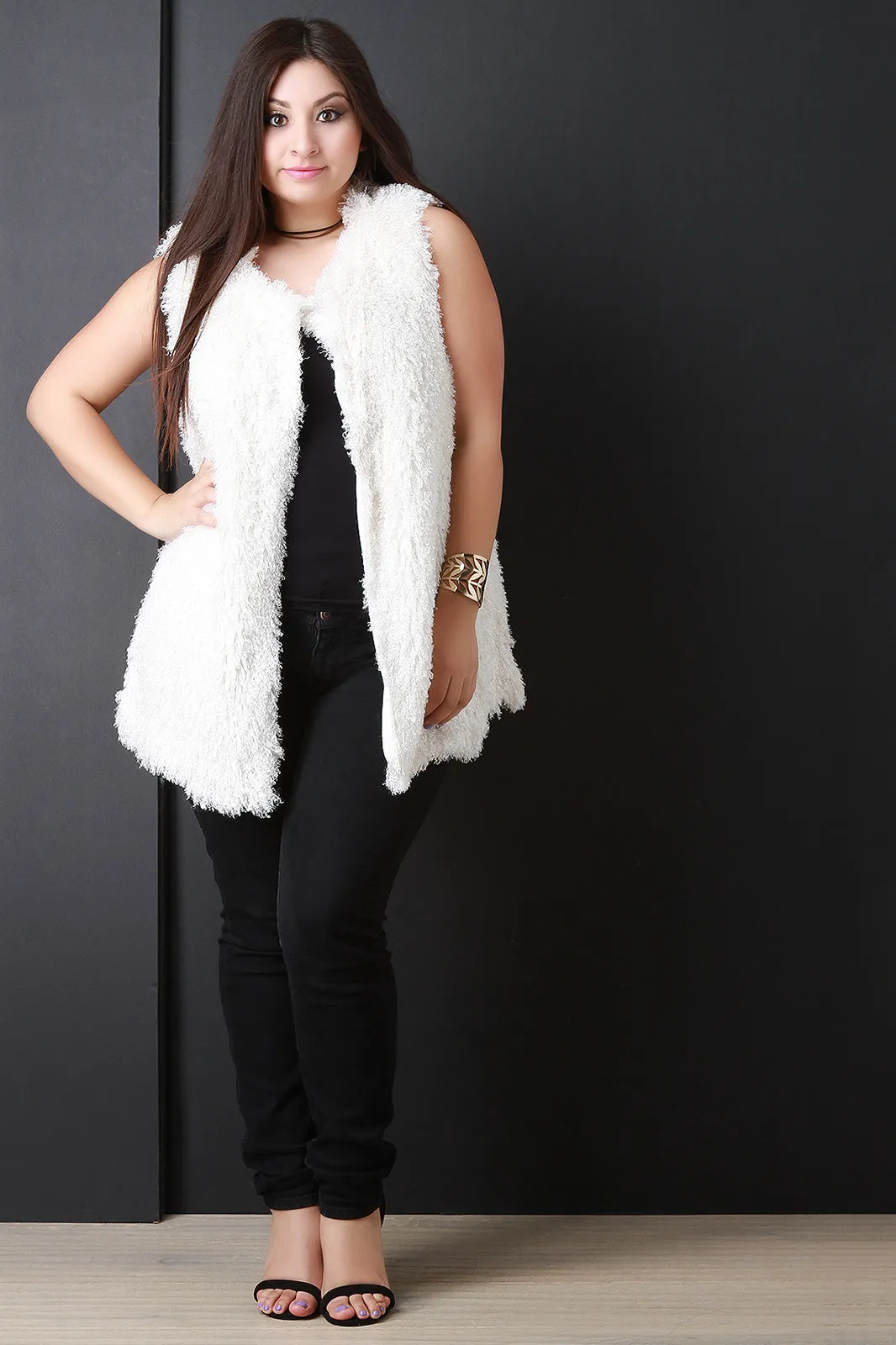 Open Front Shearling Vest