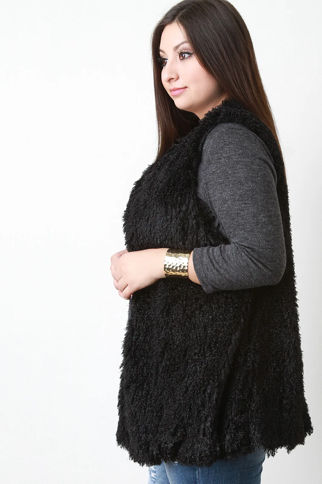 Open Front Shearling Vest