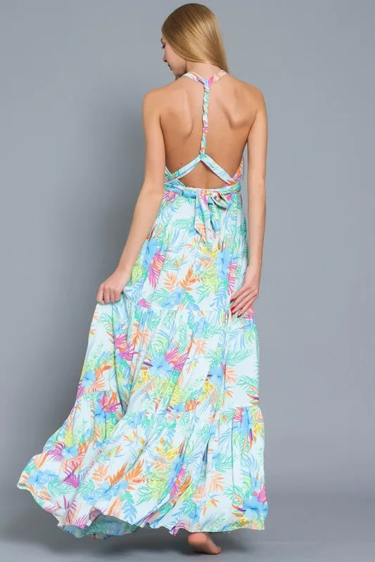 Paloma Halter Tie Back Maxi Dress