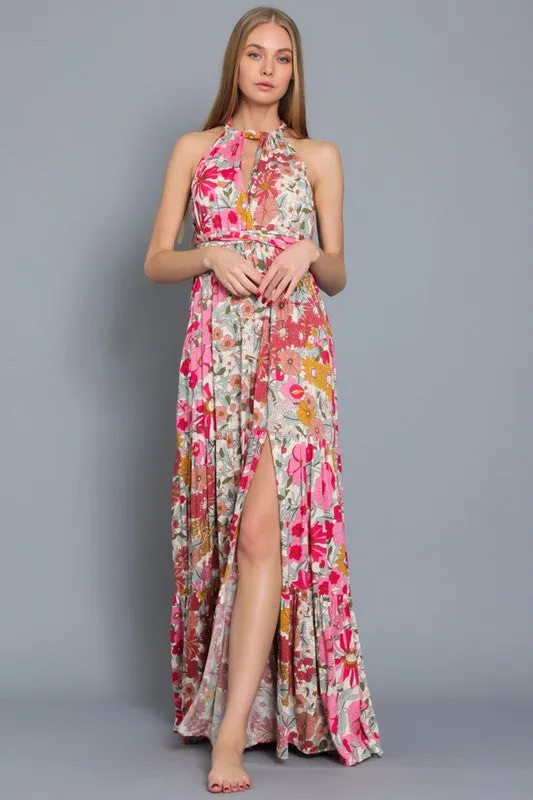 Paloma Halter Tie Back Maxi Dress