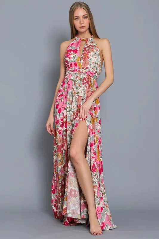 Paloma Halter Tie Back Maxi Dress