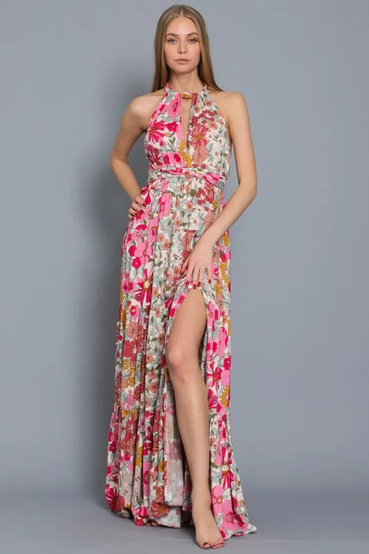 Paloma Halter Tie Back Maxi Dress