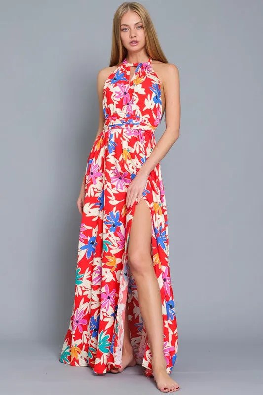 Paloma Halter Tie Back Maxi Dress