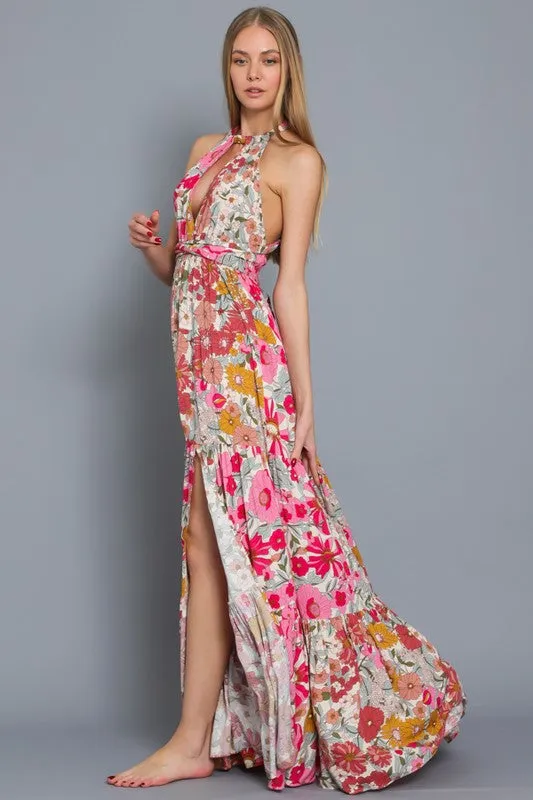 Paloma Halter Tie Back Maxi Dress