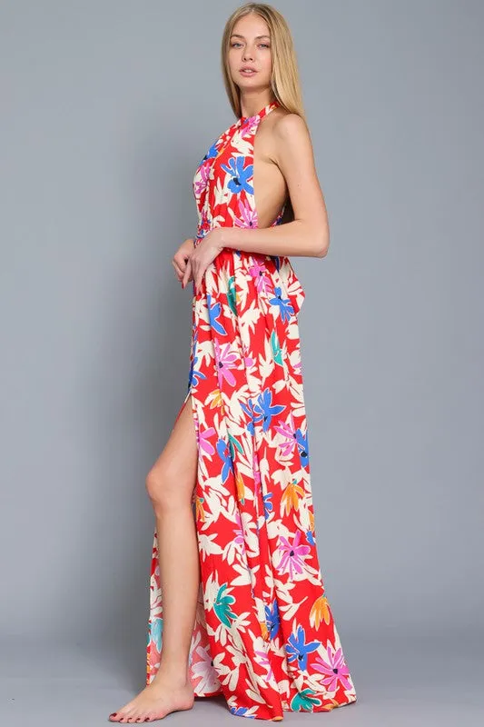 Paloma Halter Tie Back Maxi Dress