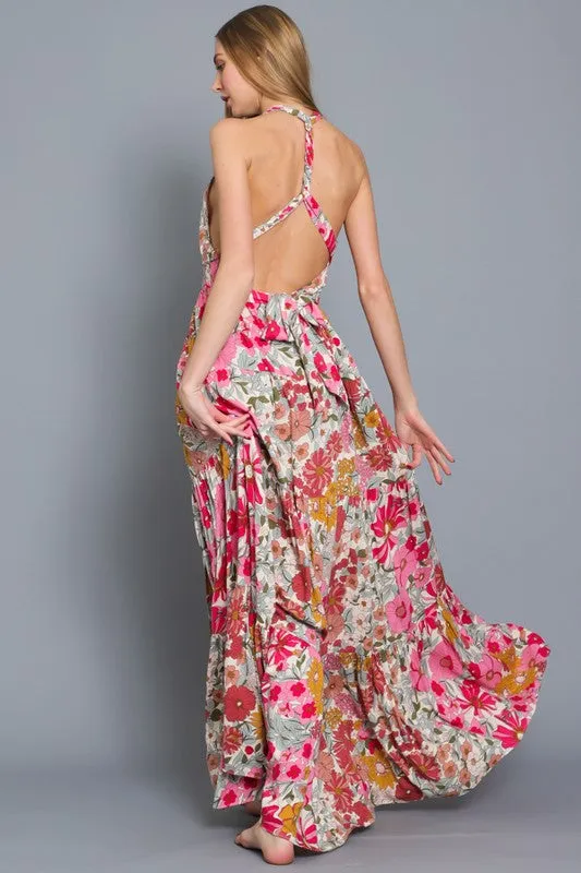 Paloma Halter Tie Back Maxi Dress