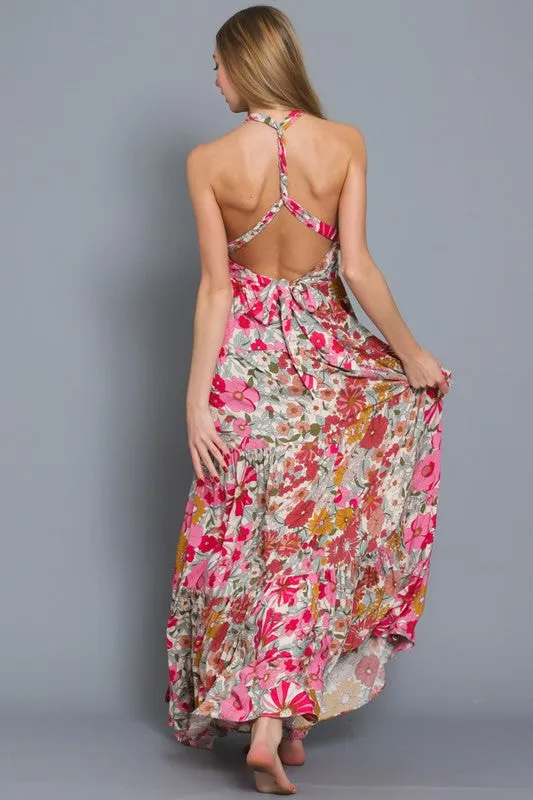 Paloma Halter Tie Back Maxi Dress